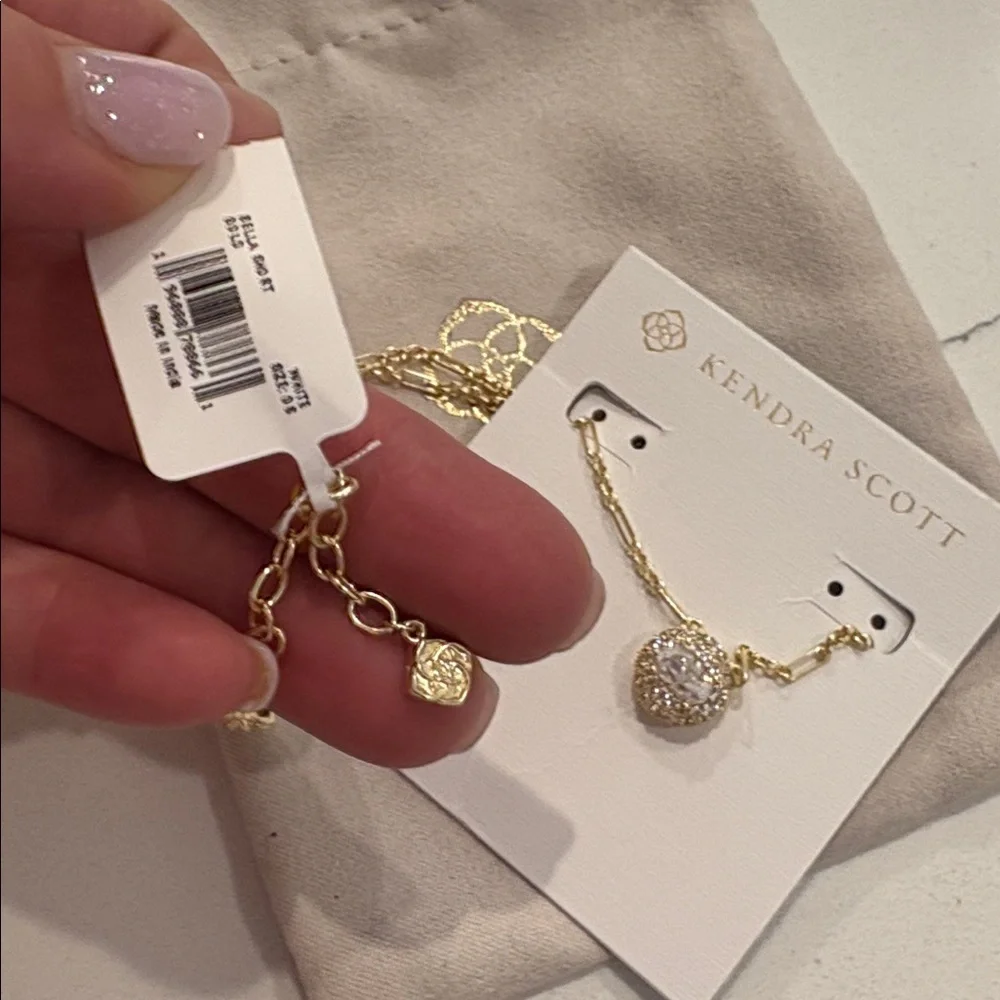 Kendra Scott Gold Necklace with Sparkling CZ diamond Center stone. - Picture 6 of 6